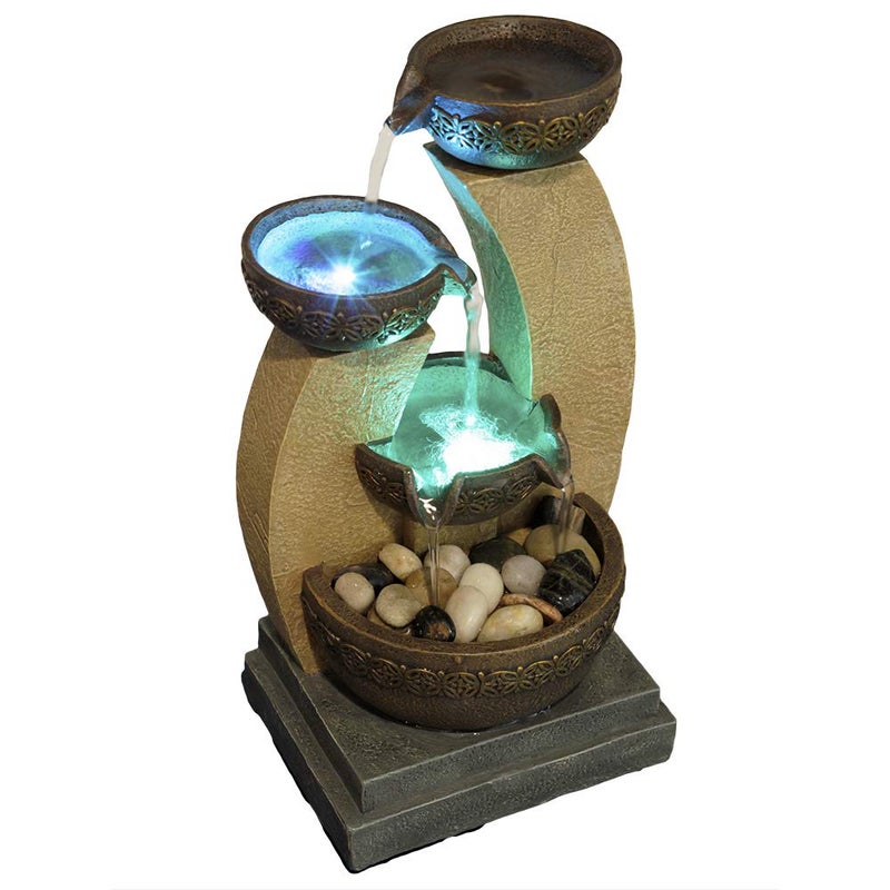 Nature's Mark 11" H Golden Tiered Bowl Fountain with Color Changing LED Lights with Adapter Brown - Image 5